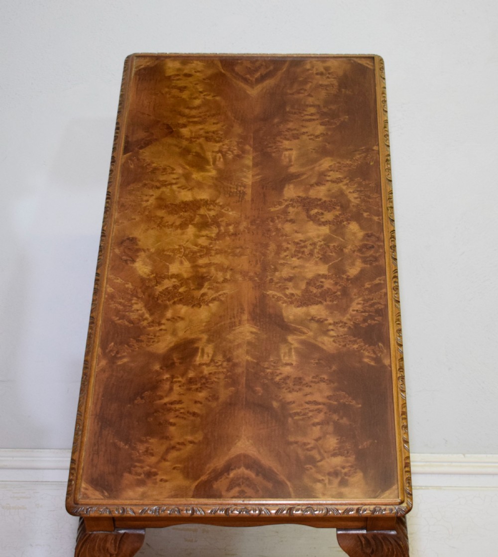 Early 20th Century Burr Walnut Coffee Table View IX