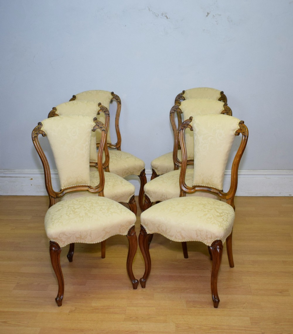 Antique Set of 6 Victorian Walnut Dining Chairs