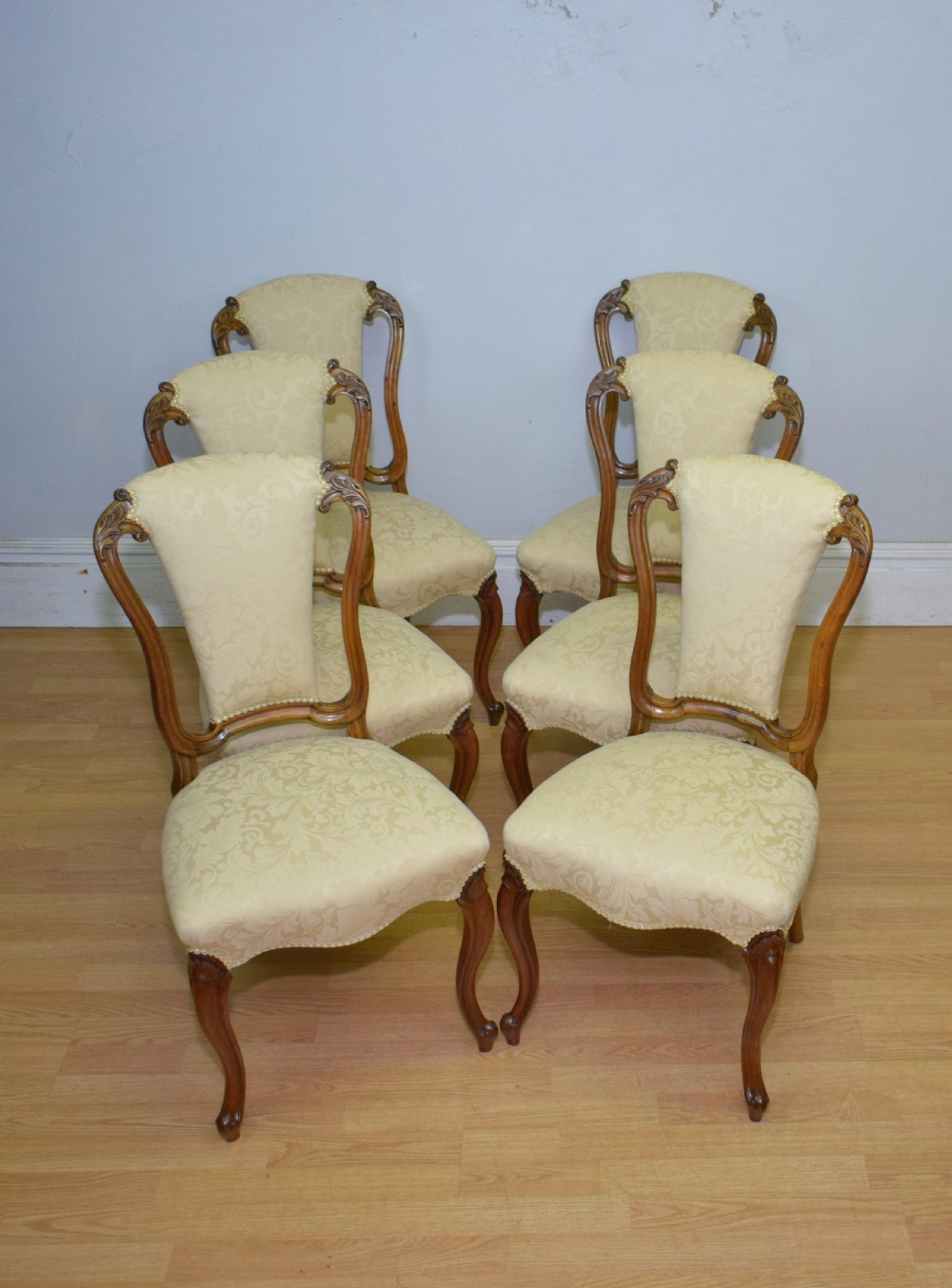 Antique Set of 6 Victorian Walnut Dining Chairs View V