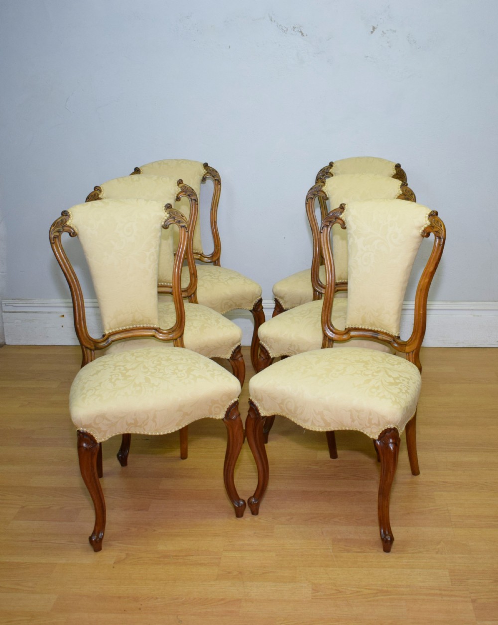 Antique Set of 6 Victorian Walnut Dining Chairs View X