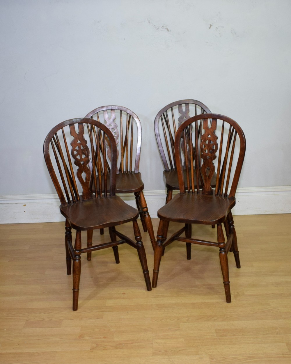 Set of 4 Victorian Wheel Back Dining Chairs