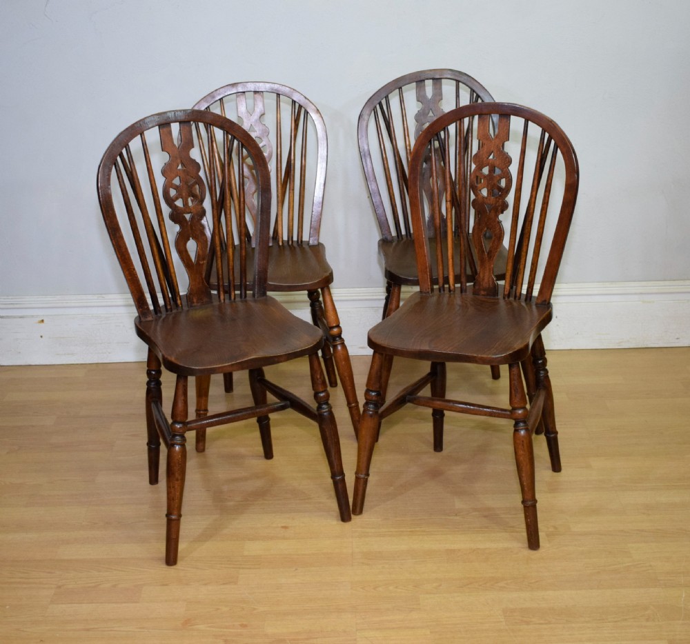 Set of 4 Victorian Wheel Back Dining Chairs View II