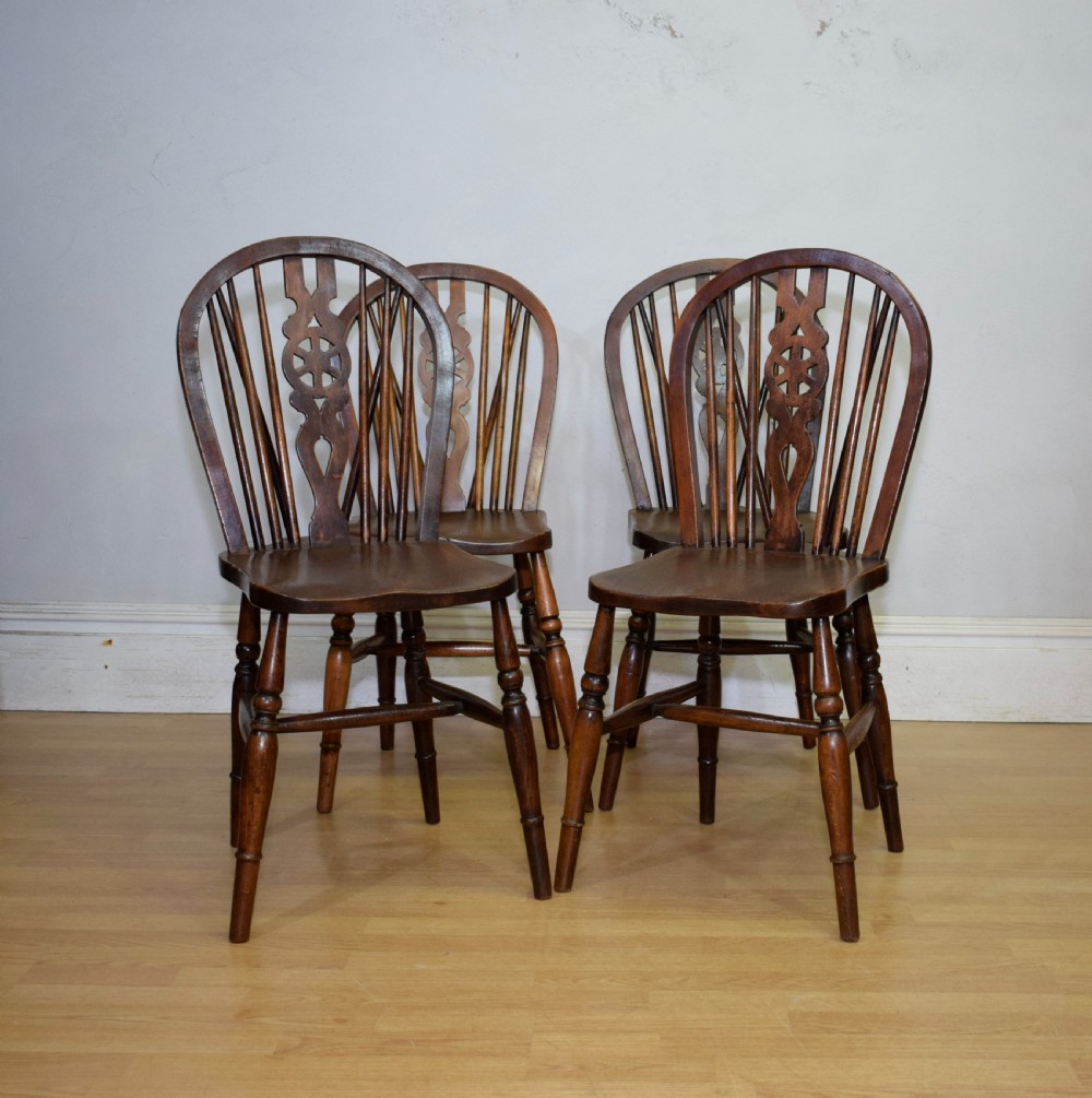 Set of 4 Victorian Wheel Back Dining Chairs View III
