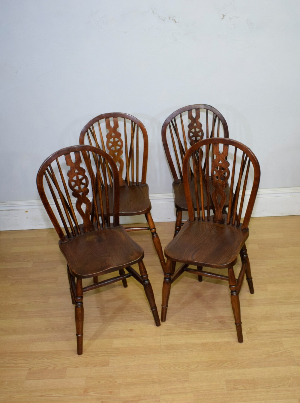 Set of 4 Victorian Wheel Back Dining Chairs View IV