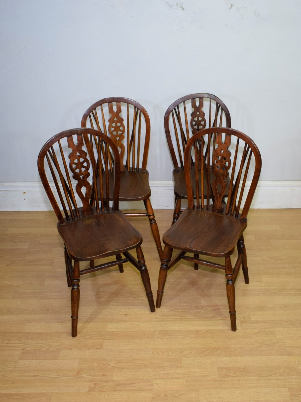 Set of 4 Victorian Wheel Back Dining Chairs View V