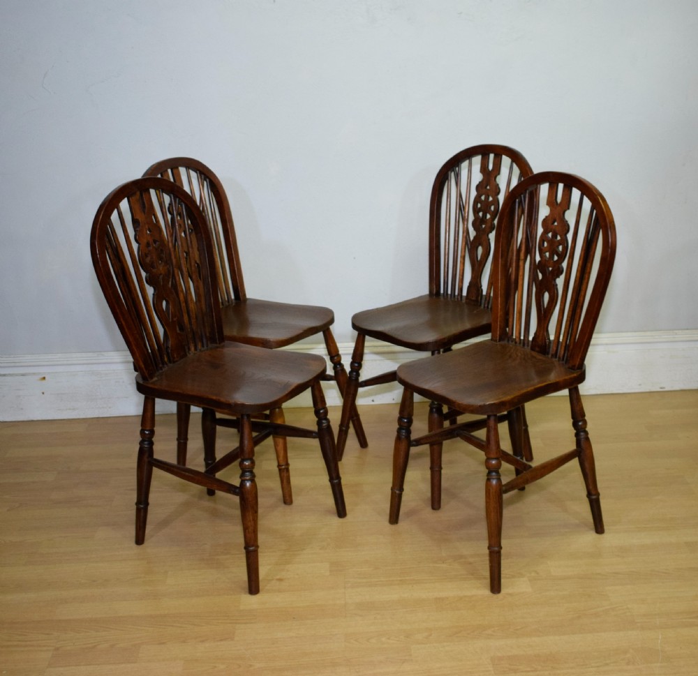 Set of 4 Victorian Wheel Back Dining Chairs View VIII