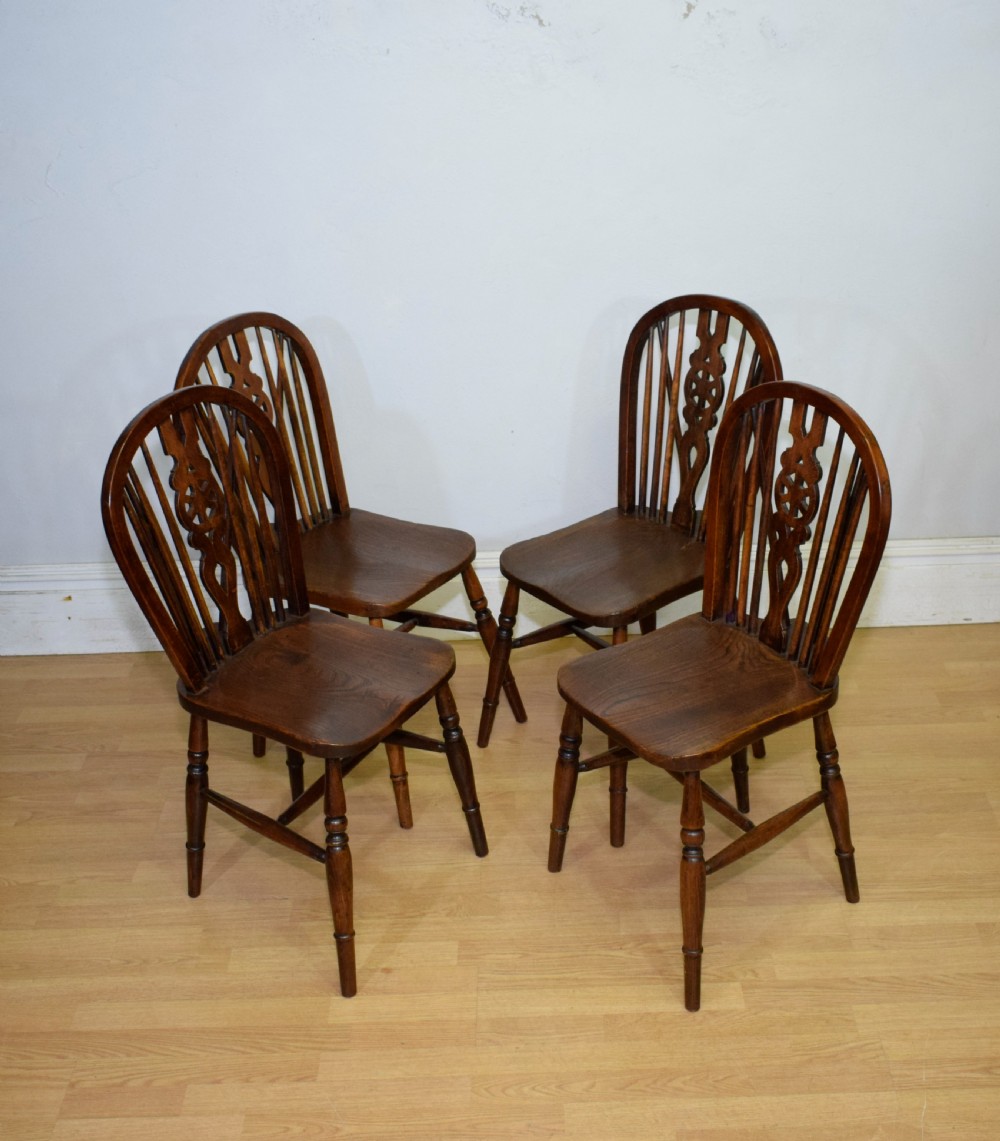 Set of 4 Victorian Wheel Back Dining Chairs View IX