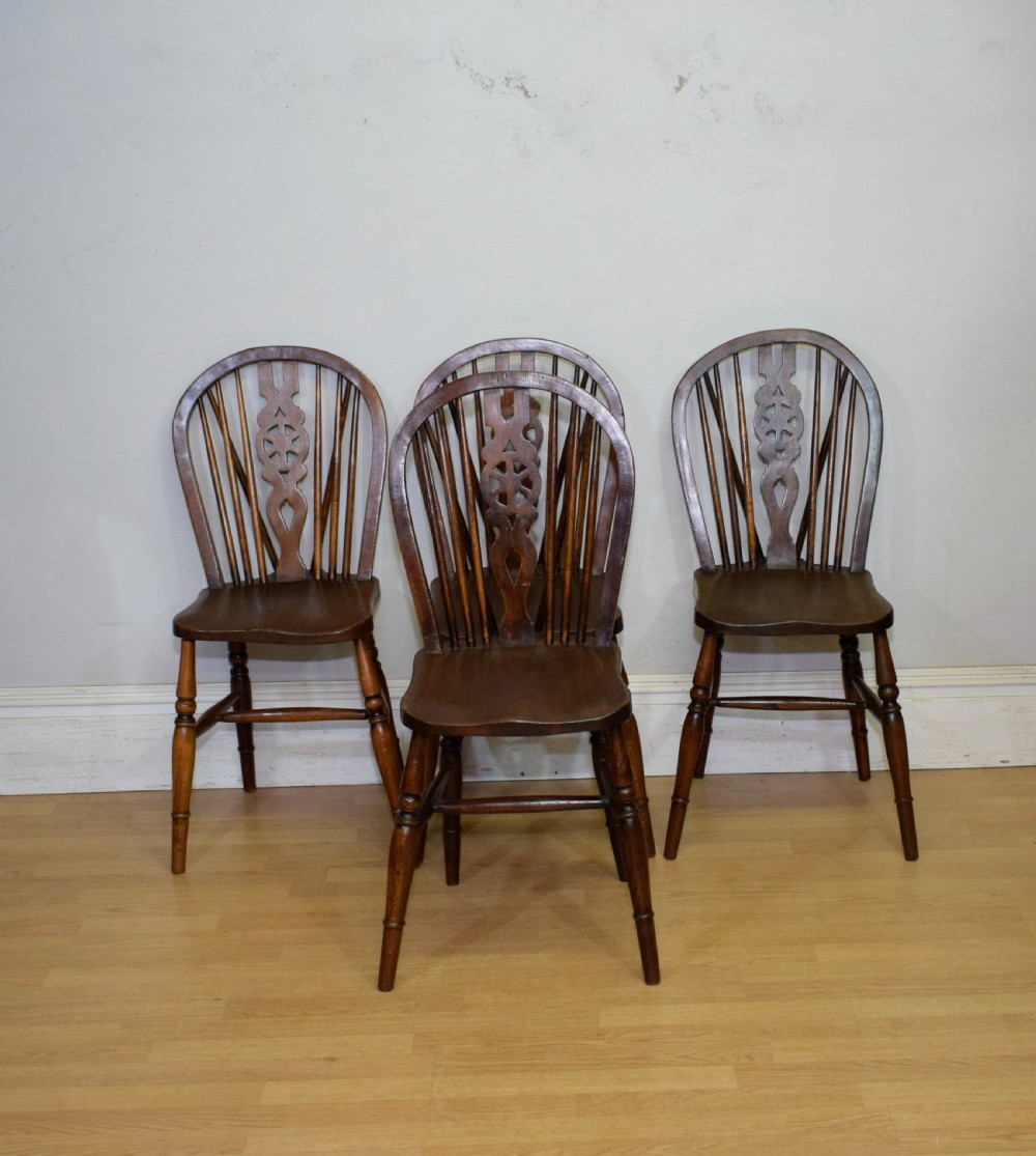 Set of 4 Victorian Wheel Back Dining Chairs View X