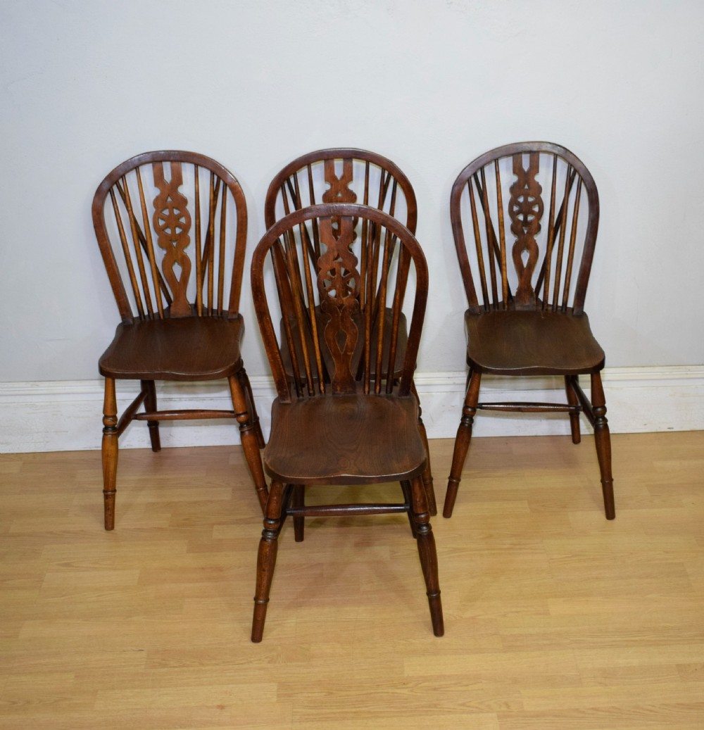 Set of 4 Victorian Wheel Back Dining Chairs View XI