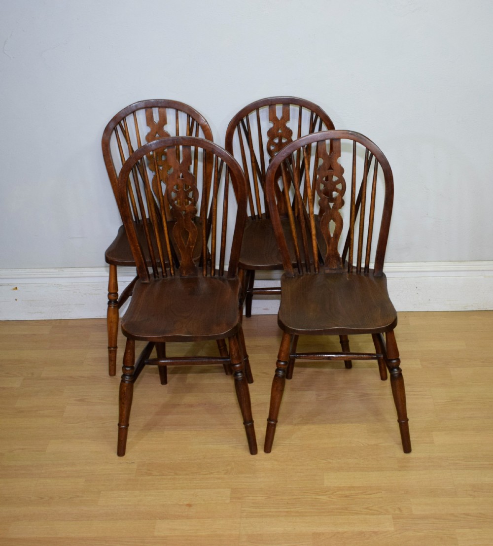 Set of 4 Victorian Wheel Back Dining Chairs View XII
