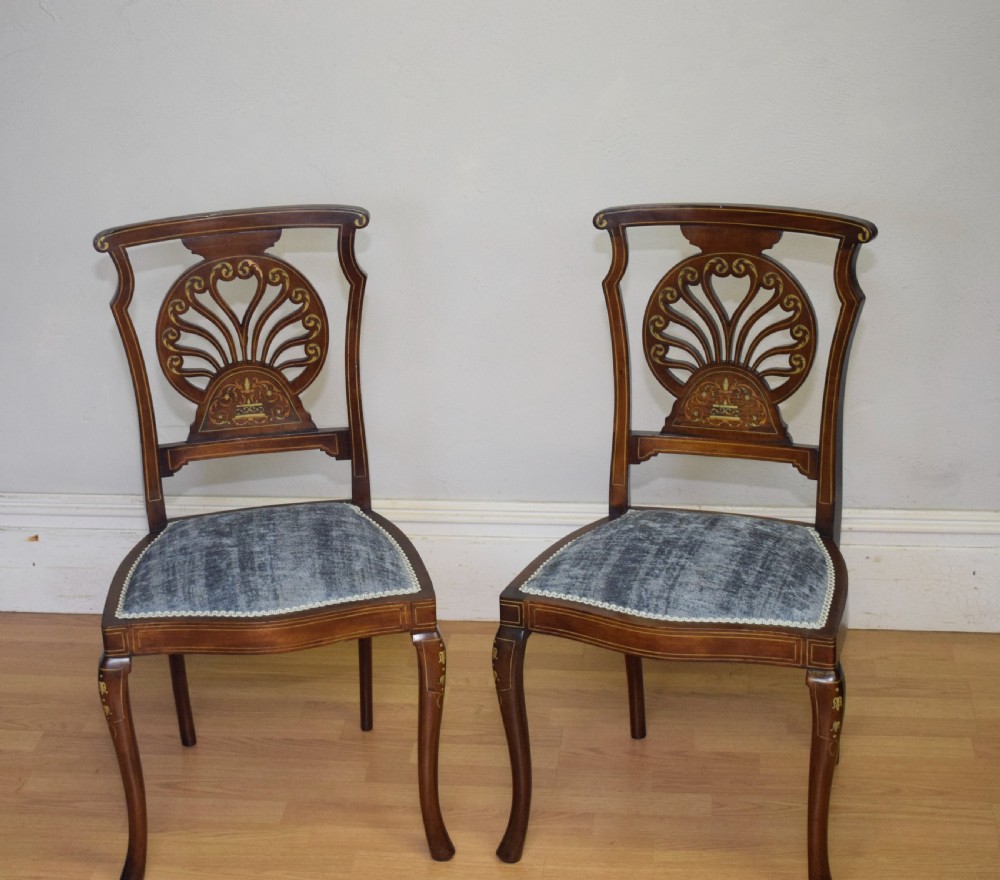 Pair of Victorian Inlaid & Marquetry Side Chairs View II
