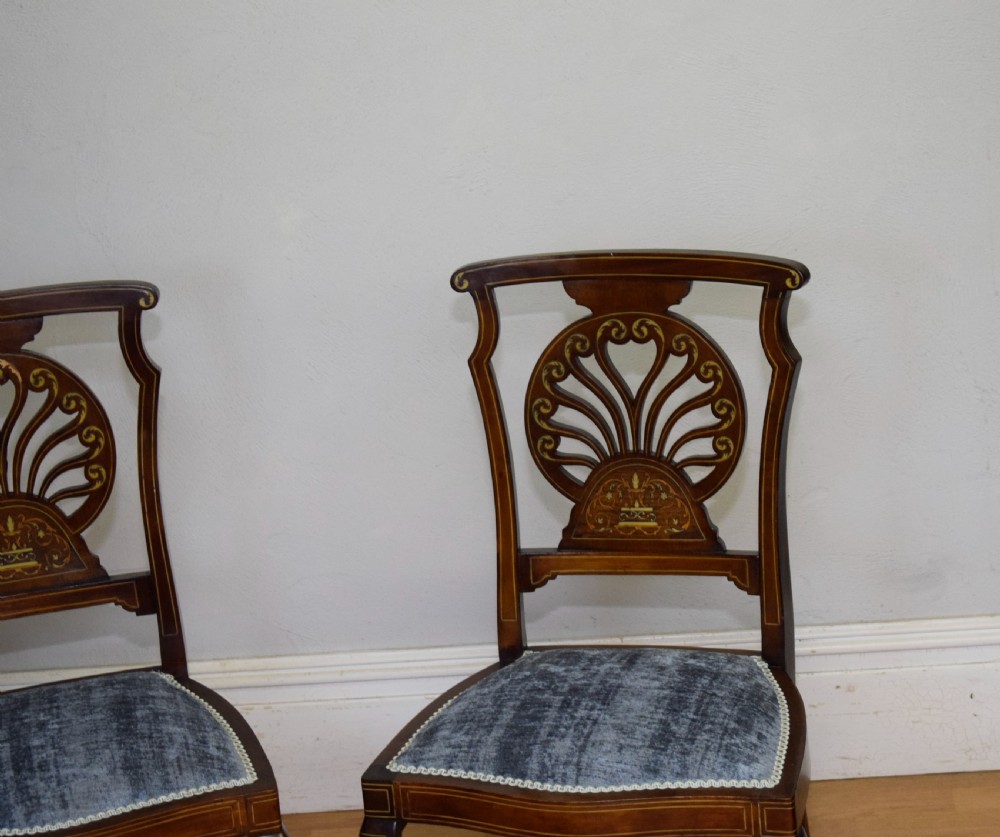 Pair of Victorian Inlaid & Marquetry Side Chairs View III