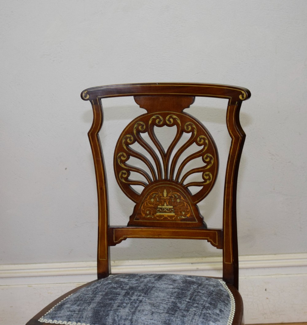 Pair of Victorian Inlaid & Marquetry Side Chairs View V