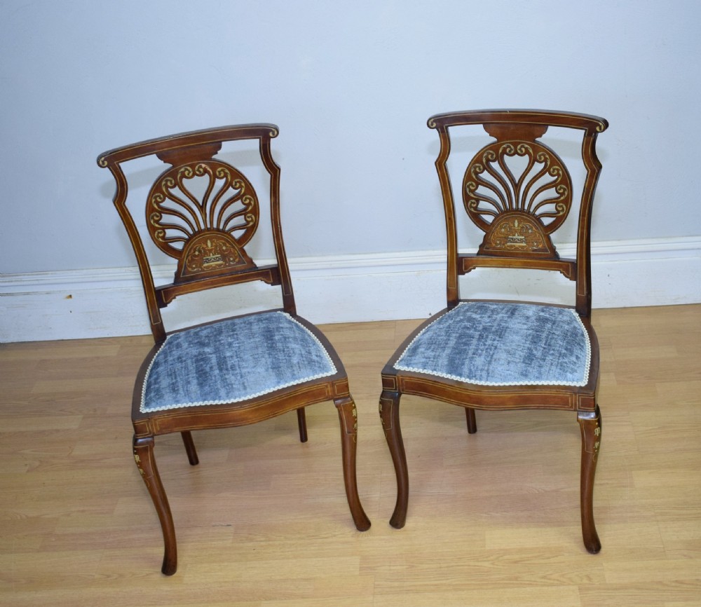 Pair of Victorian Inlaid & Marquetry Side Chairs View VI