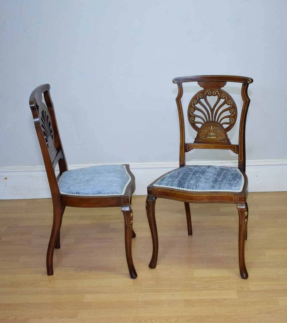 Pair of Victorian Inlaid & Marquetry Side Chairs View VIII