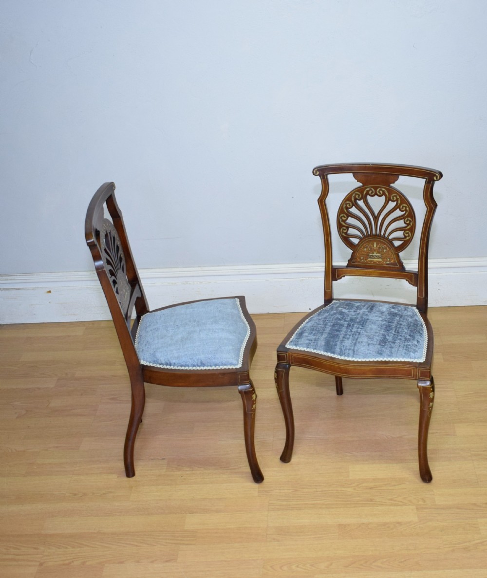 Pair of Victorian Inlaid & Marquetry Side Chairs View IX
