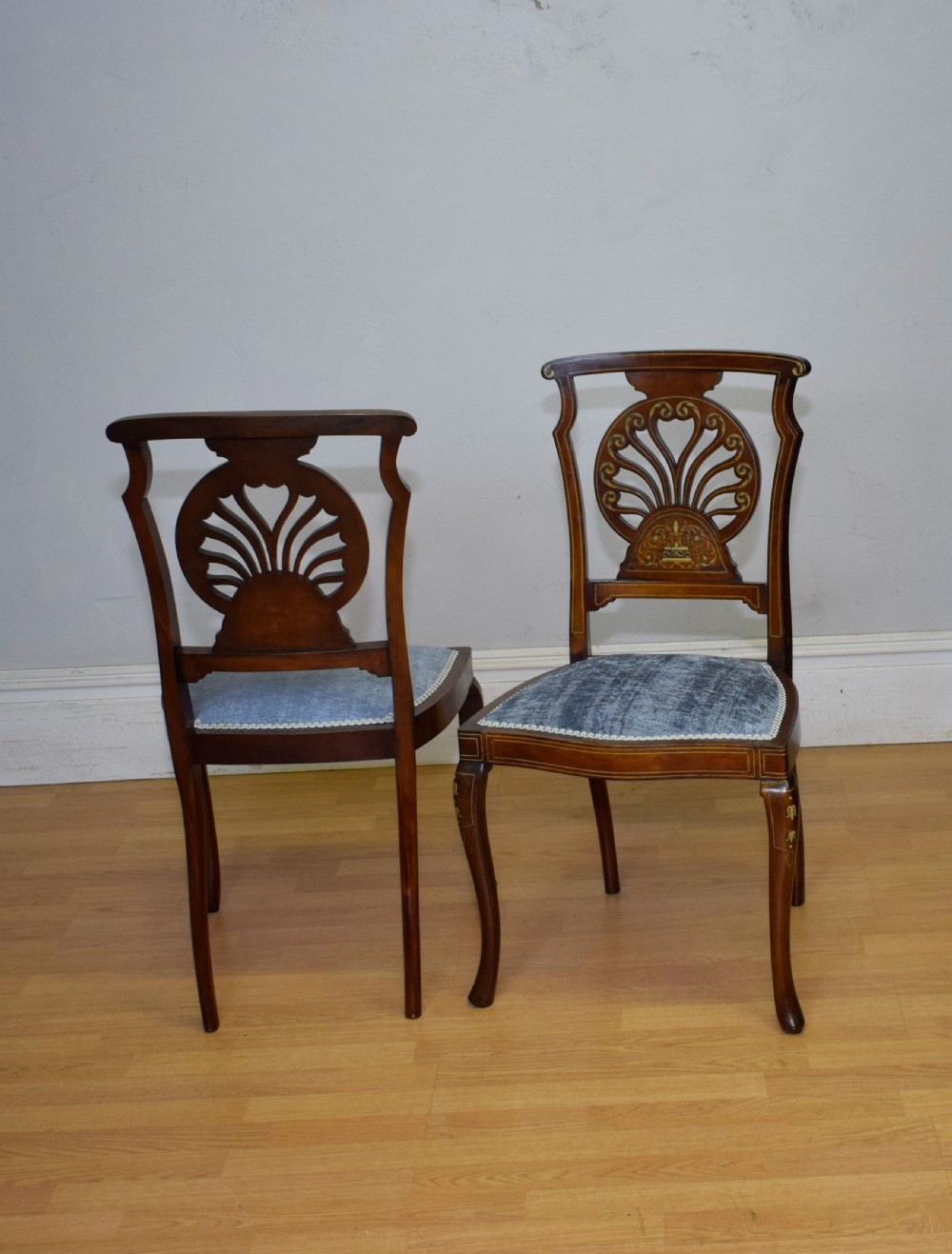 Pair of Victorian Inlaid & Marquetry Side Chairs View X