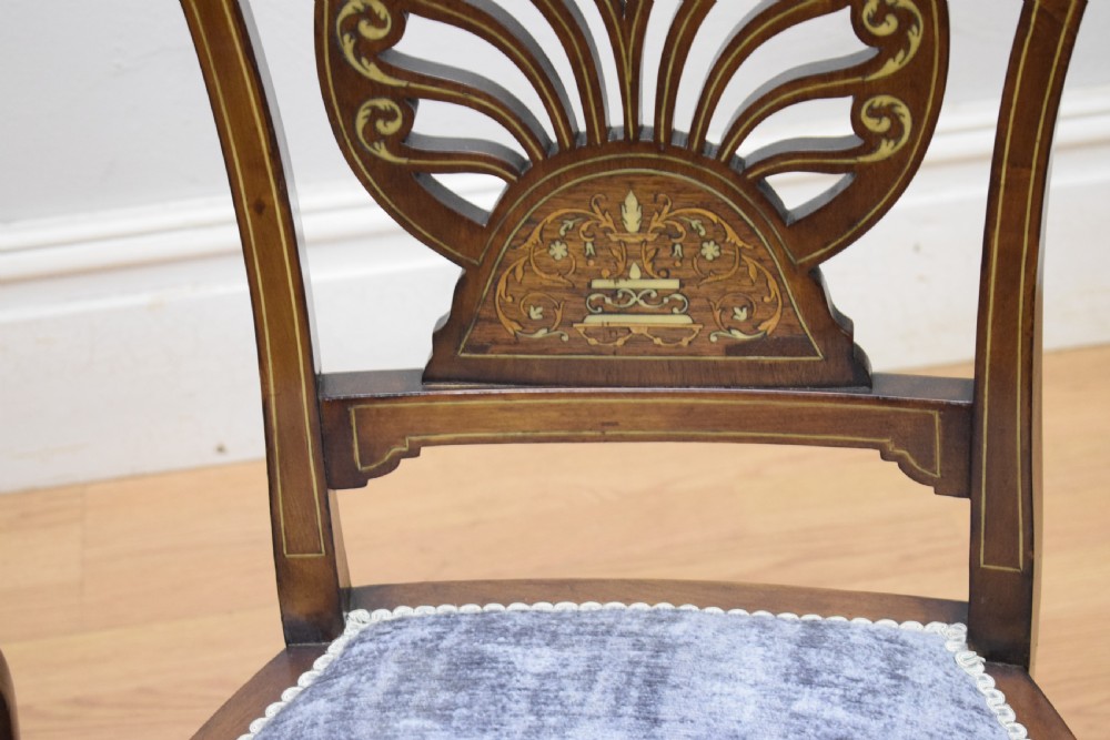Pair of Victorian Inlaid & Marquetry Side Chairs View XII