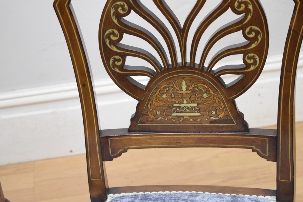 Pair of Victorian Inlaid & Marquetry Side Chairs View XIV