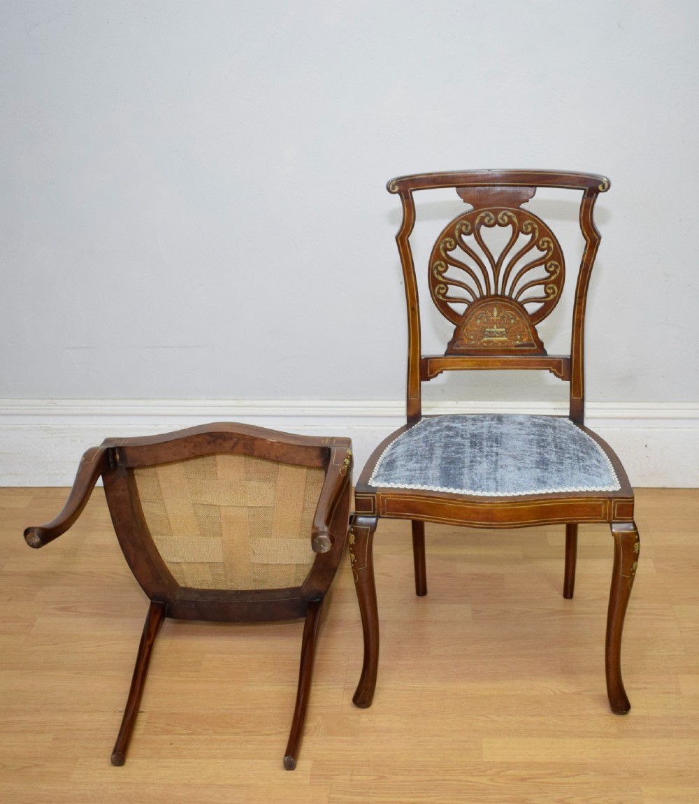 Pair of Victorian Inlaid & Marquetry Side Chairs View XVI