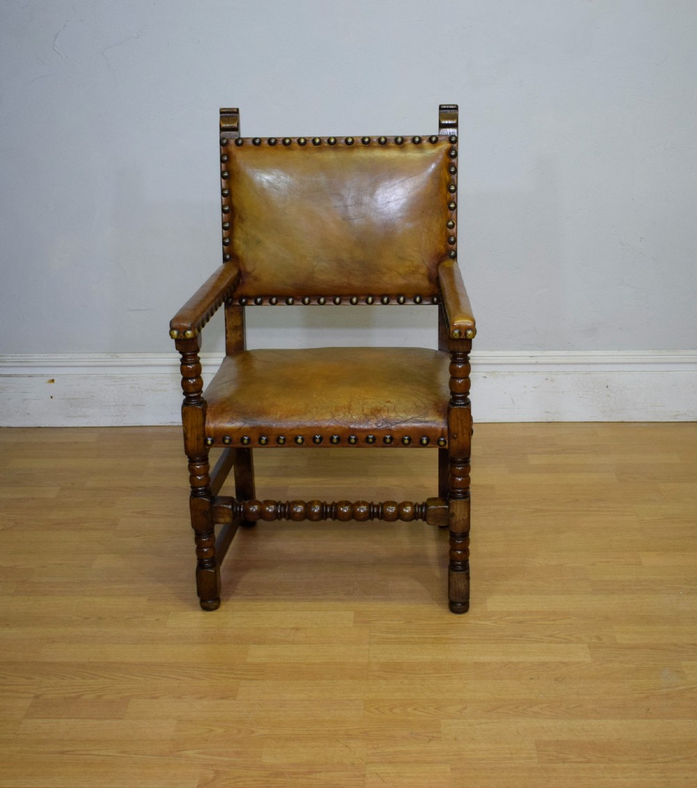 Early 20th Century Carved Oak Armchair
