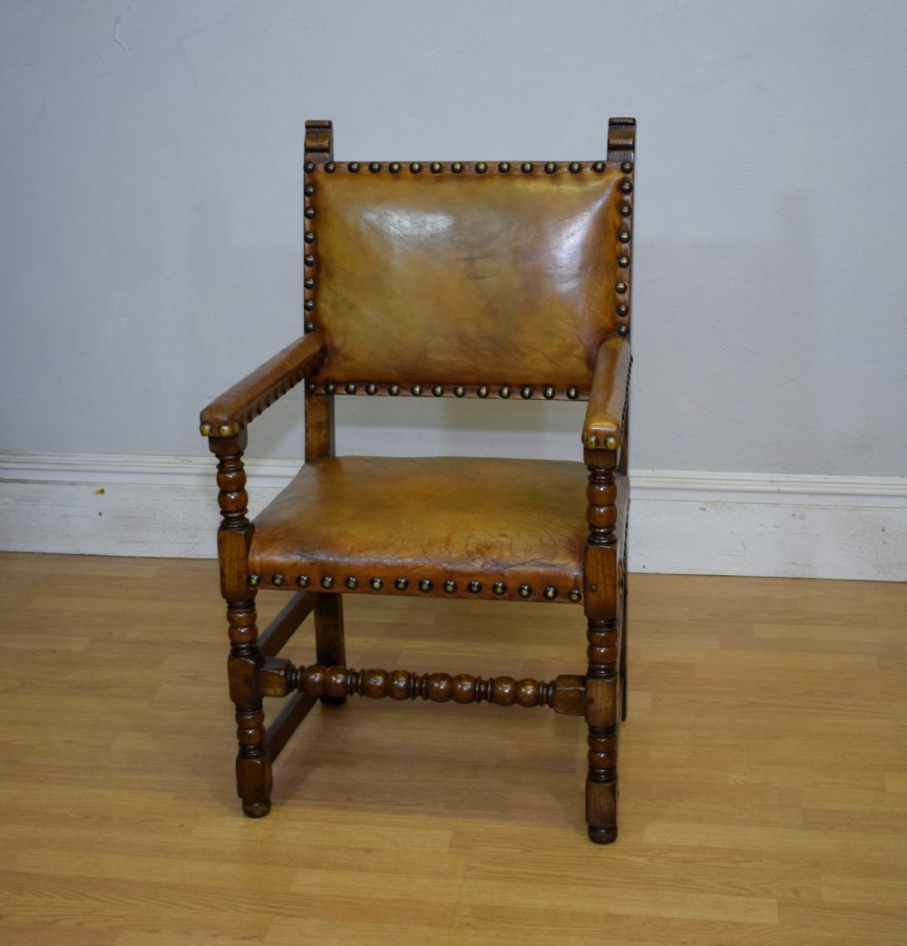 Early 20th Century Carved Oak Armchair View II
