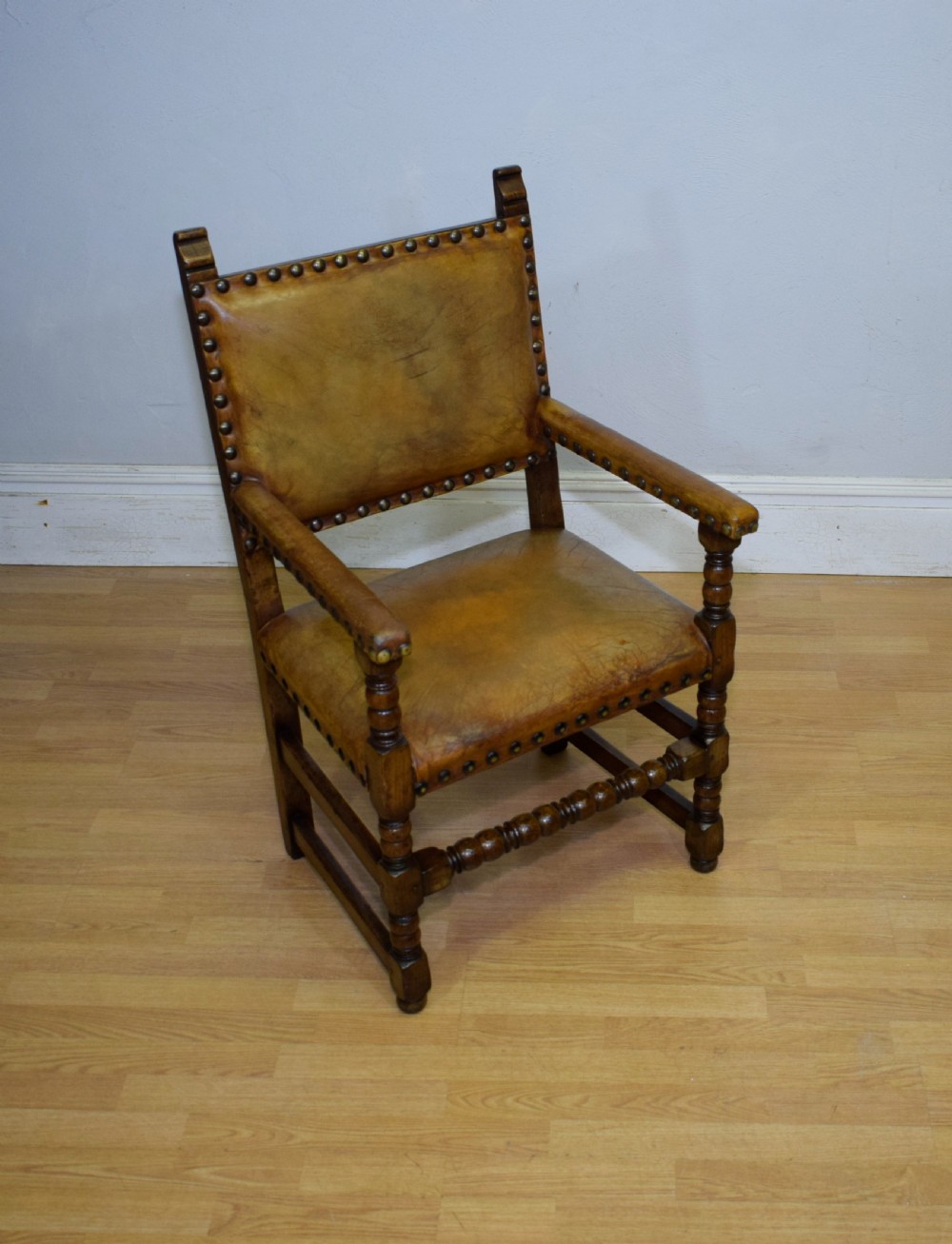 Early 20th Century Carved Oak Armchair View VII