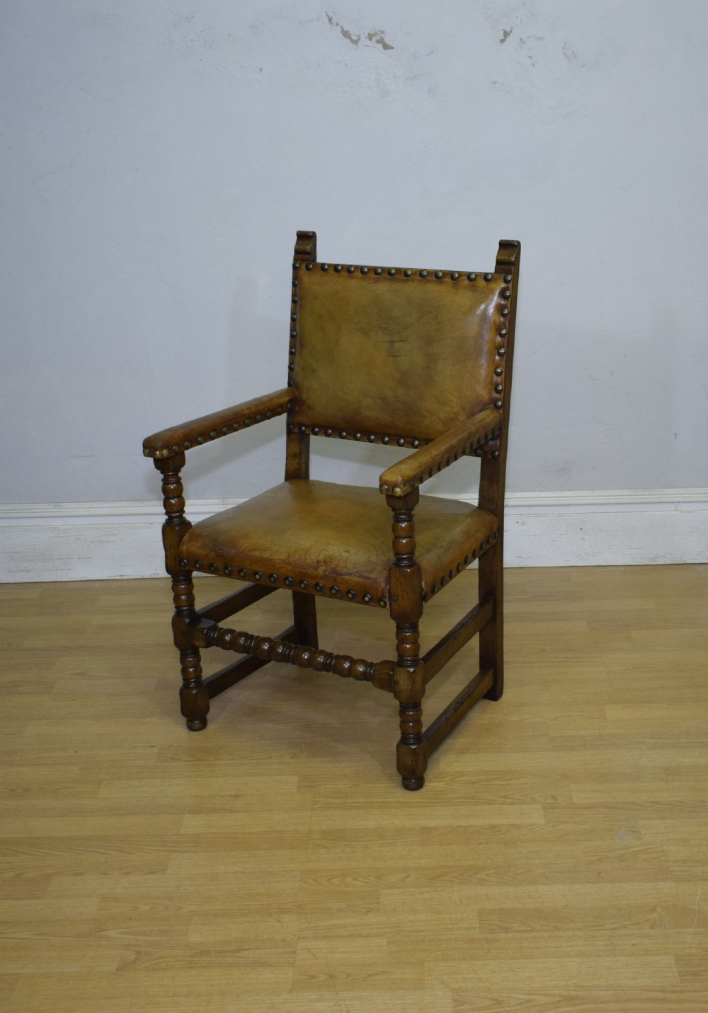 Early 20th Century Carved Oak Armchair View VIII