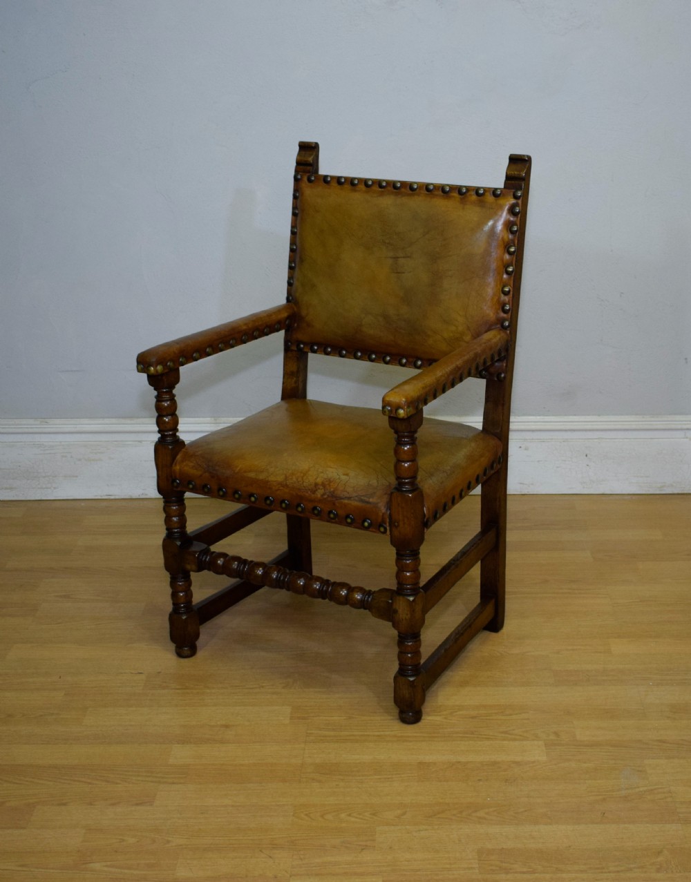 Early 20th Century Carved Oak Armchair View IX