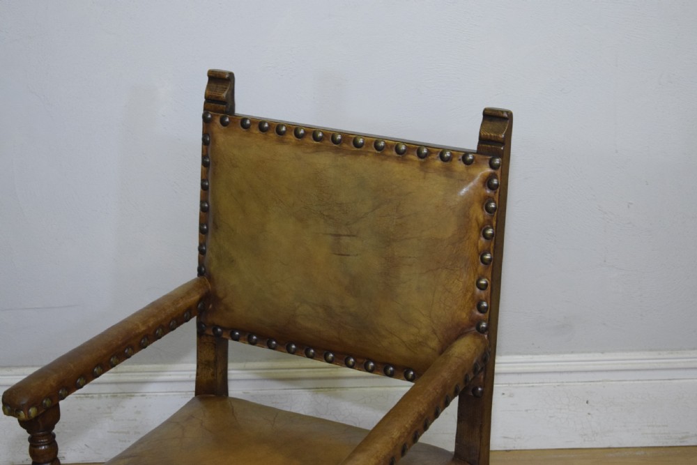 Early 20th Century Carved Oak Armchair View XI