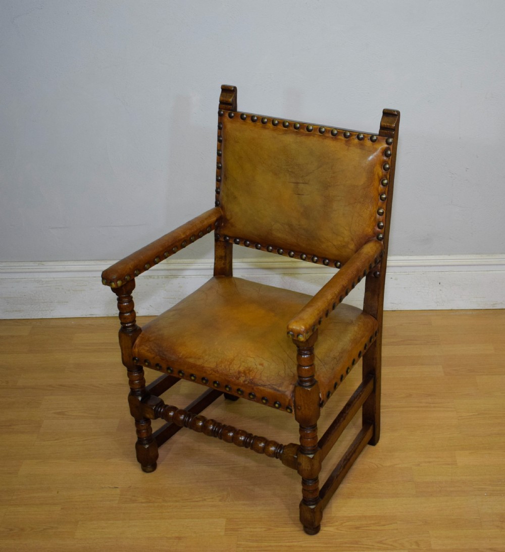 Early 20th Century Carved Oak Armchair View XII