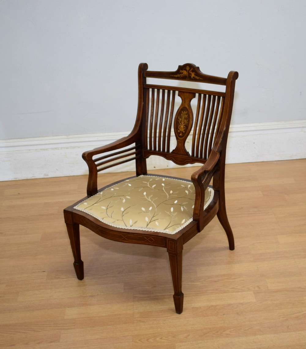Mahogany Inlaid Bedroom Chair View IV