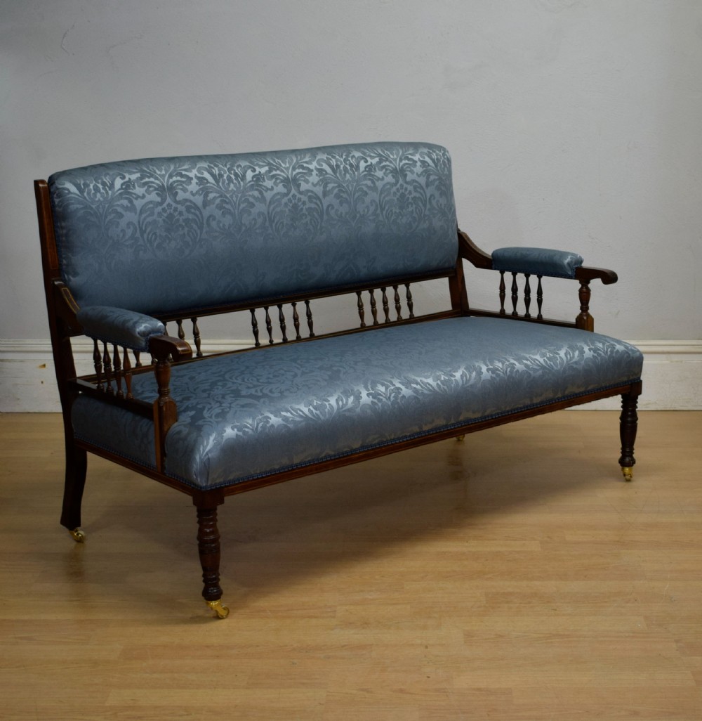 Late Victorian Rosewood & Inlaid Couch View VI