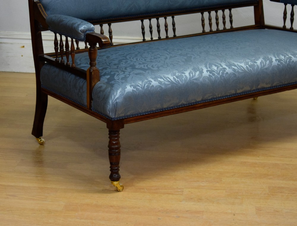 Late Victorian Rosewood & Inlaid Couch View VII