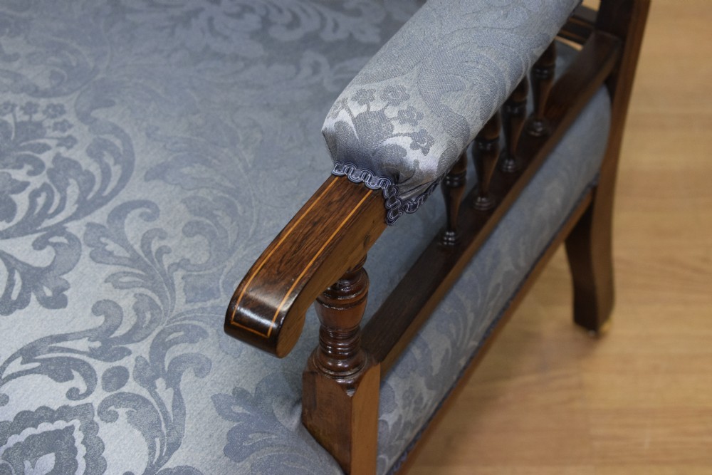 Late Victorian Rosewood & Inlaid Couch View IX