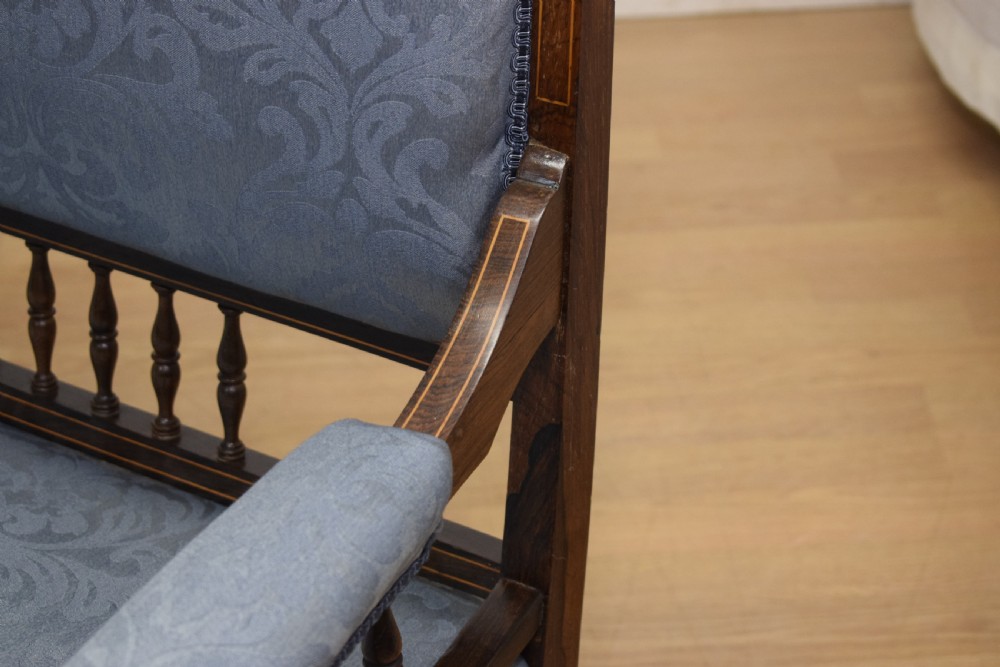 Late Victorian Rosewood & Inlaid Couch View XIII