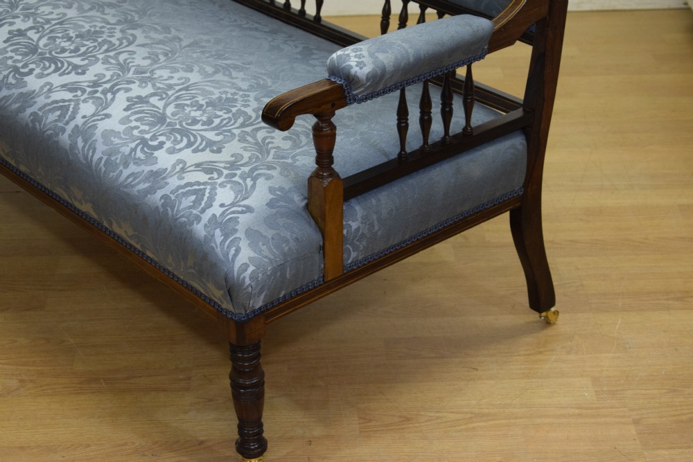 Late Victorian Rosewood & Inlaid Couch View XV