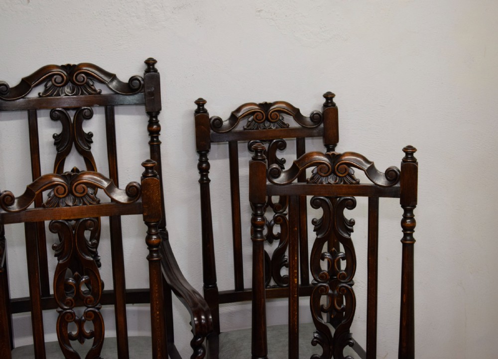 Antique Set Of 6 Carved High Back Dining Chairs View VII