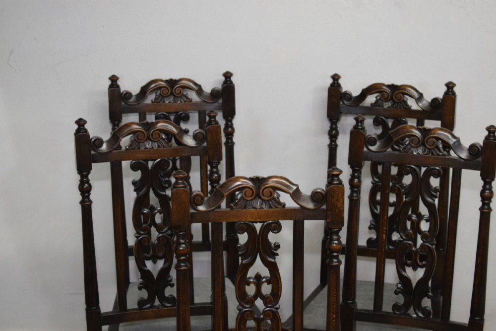 Antique Set Of 6 Carved High Back Dining Chairs View XII