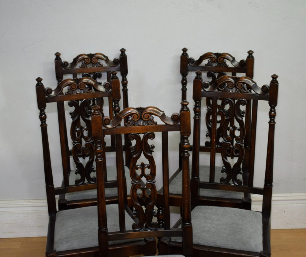 Antique Set Of 6 Carved High Back Dining Chairs View XIV