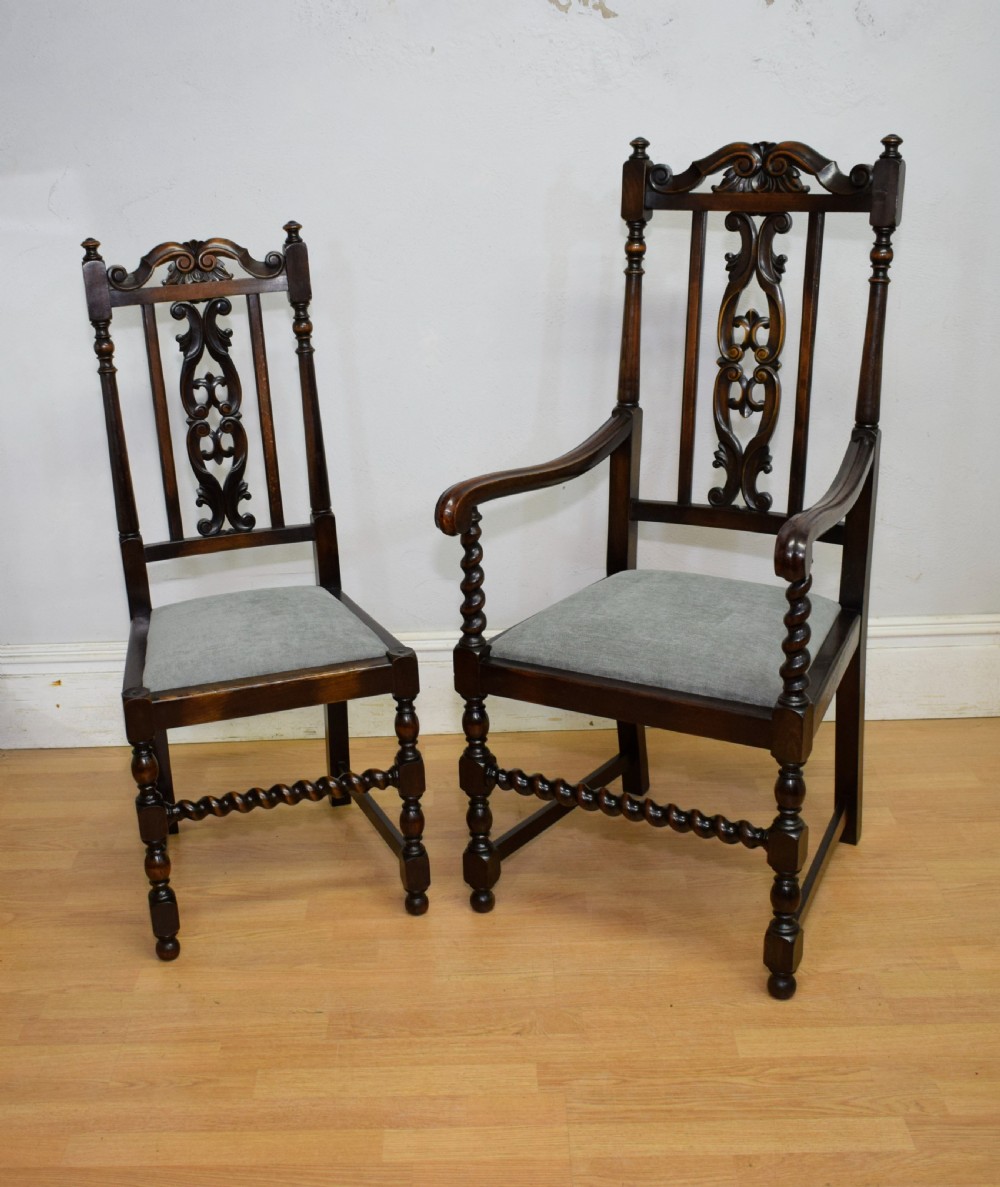 Antique Set Of 6 Carved High Back Dining Chairs View XV