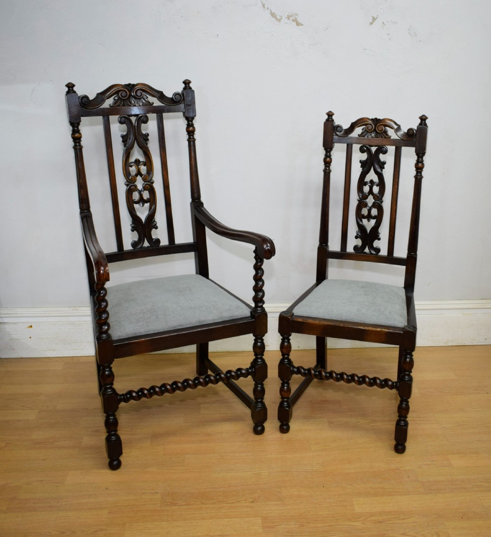Antique Set Of 6 Carved High Back Dining Chairs View XXI
