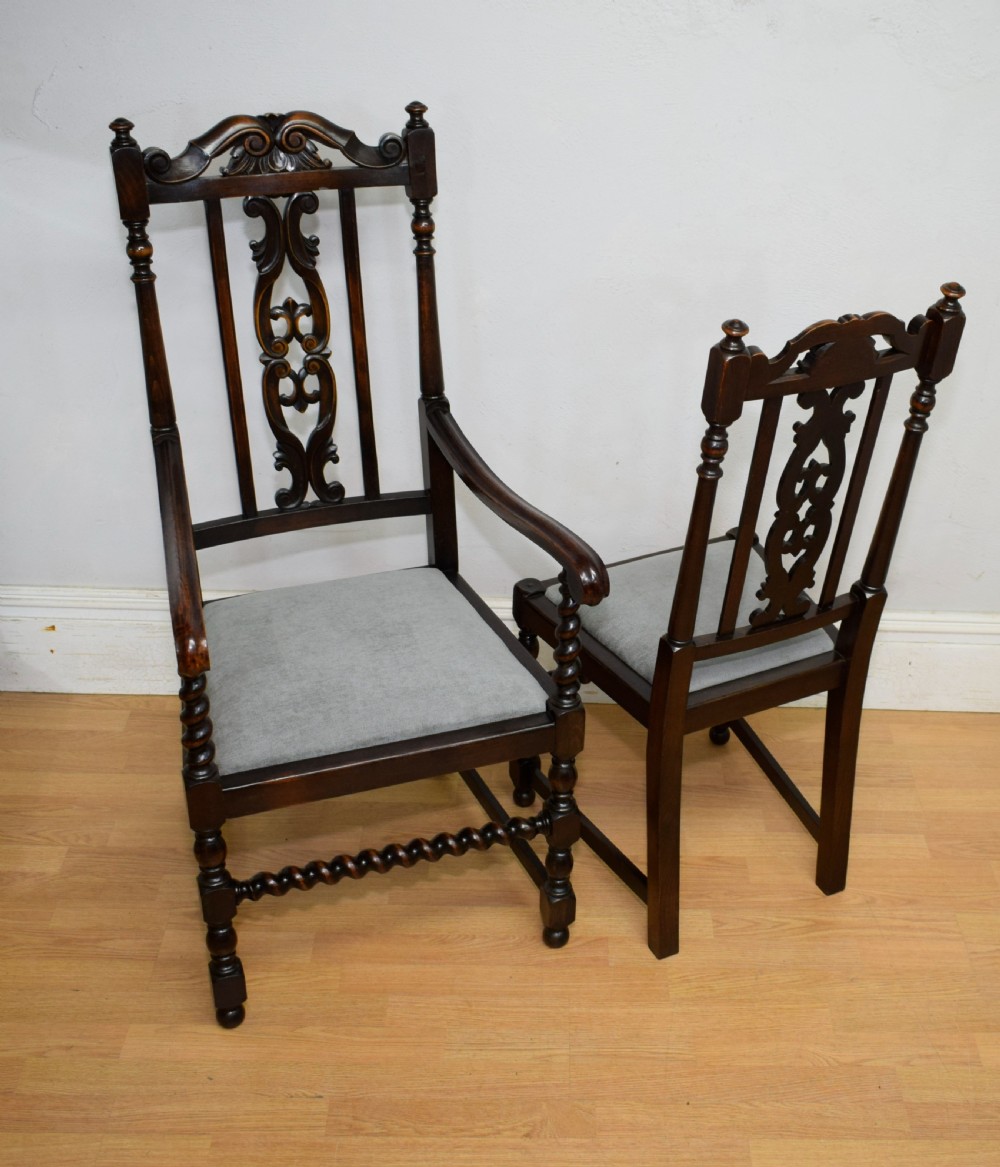 Antique Set Of 6 Carved High Back Dining Chairs View XXIV