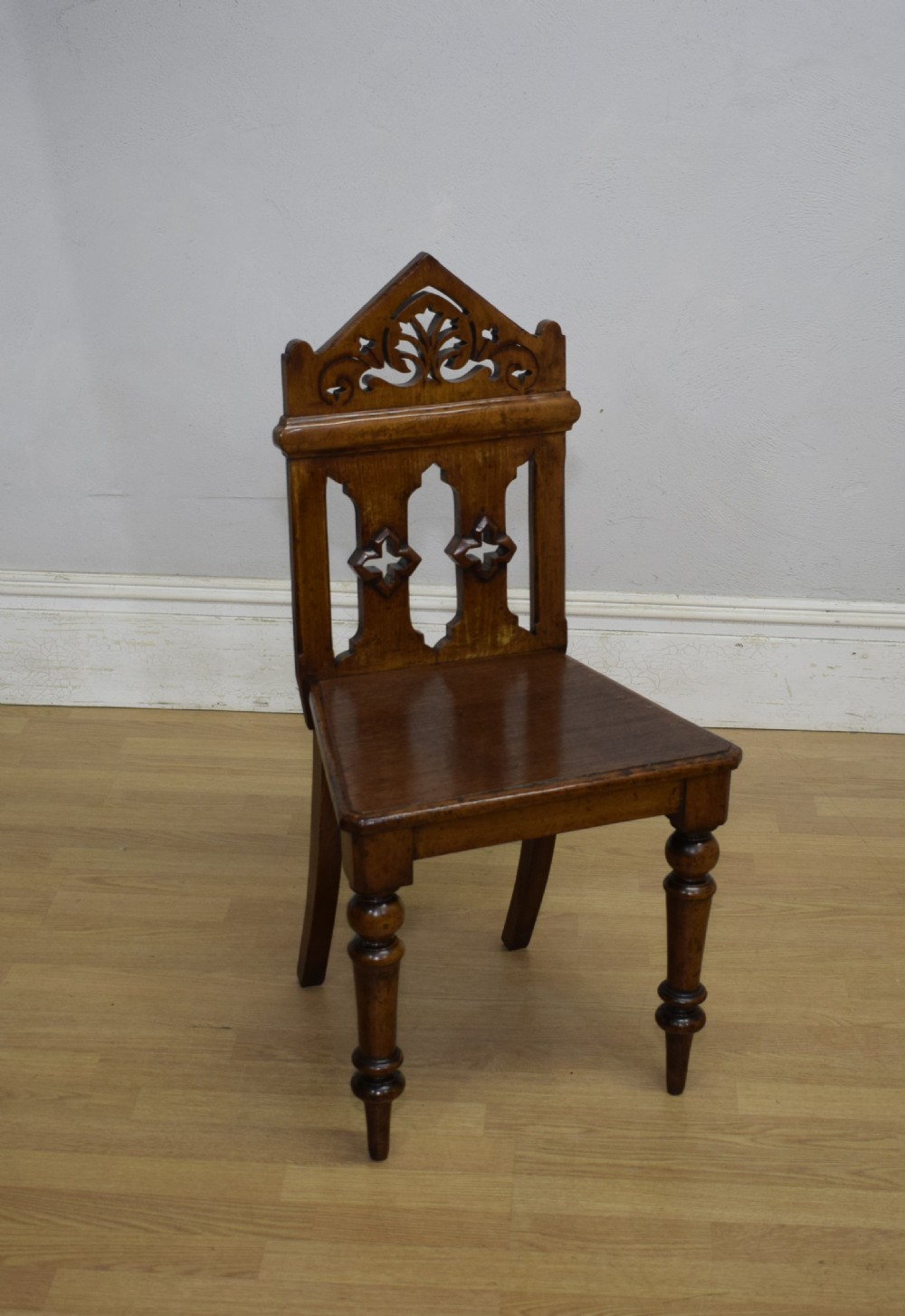 William IV Gothic Oak Hall Chair View II