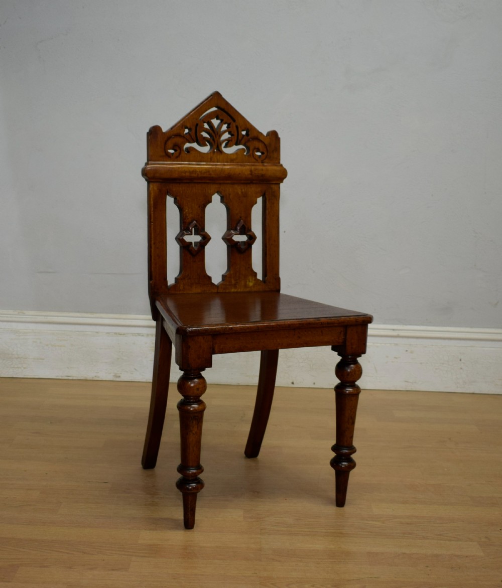 William IV Gothic Oak Hall Chair View IV