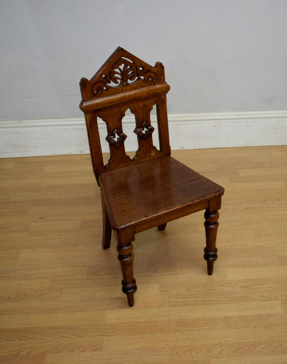 William IV Gothic Oak Hall Chair View V