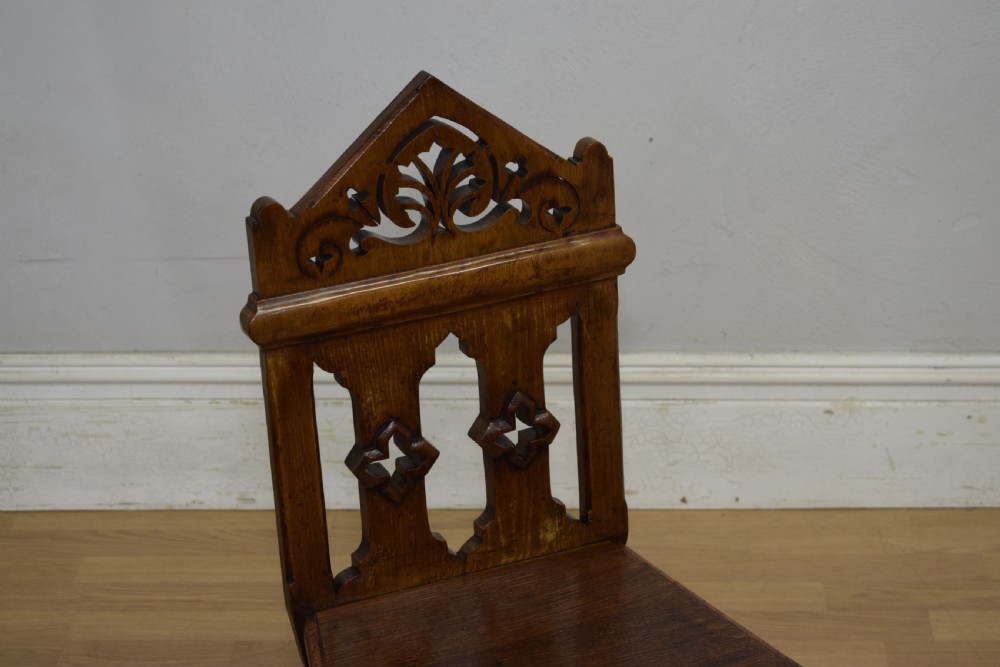 William IV Gothic Oak Hall Chair View VI
