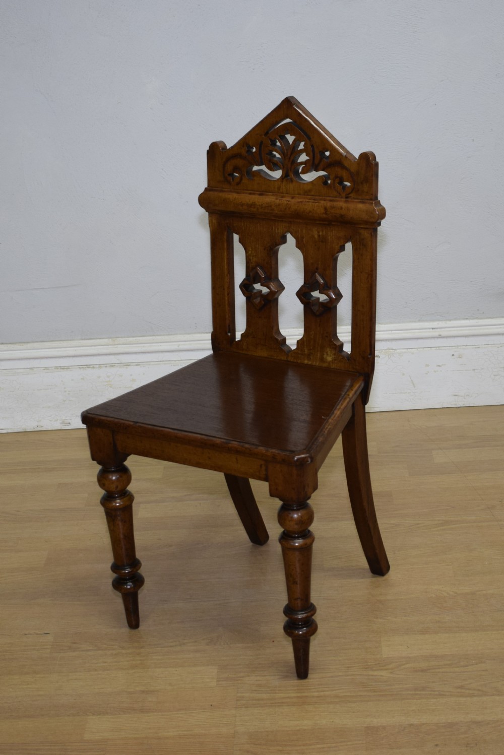 William IV Gothic Oak Hall Chair View VII