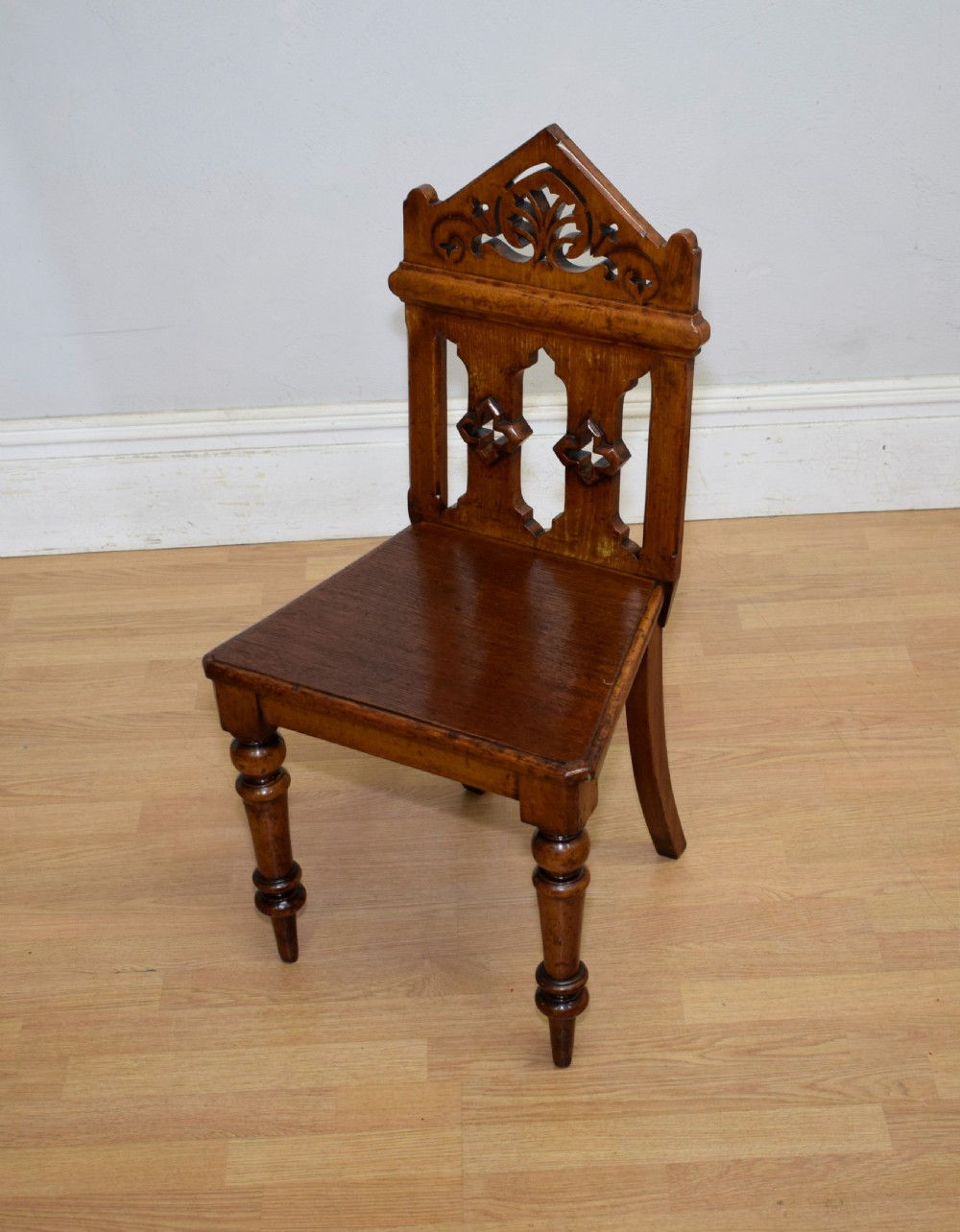 William IV Gothic Oak Hall Chair View VIII
