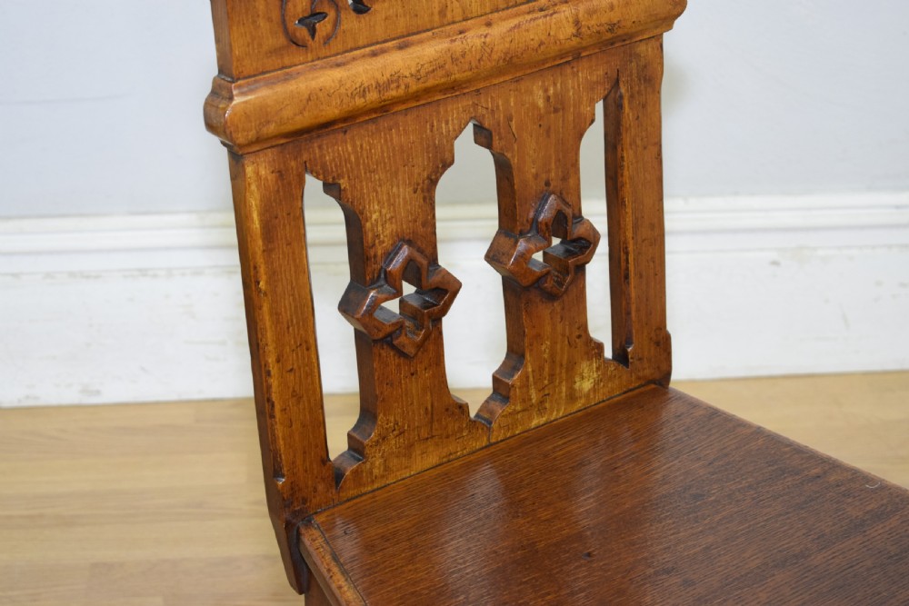 William IV Gothic Oak Hall Chair View X